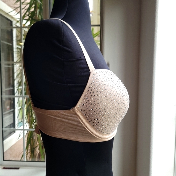 🍒NWT🍒 VS DREAM ANGELS EMBELLISHED NUDE LINED DEMI BRA - Picture 7 of 13